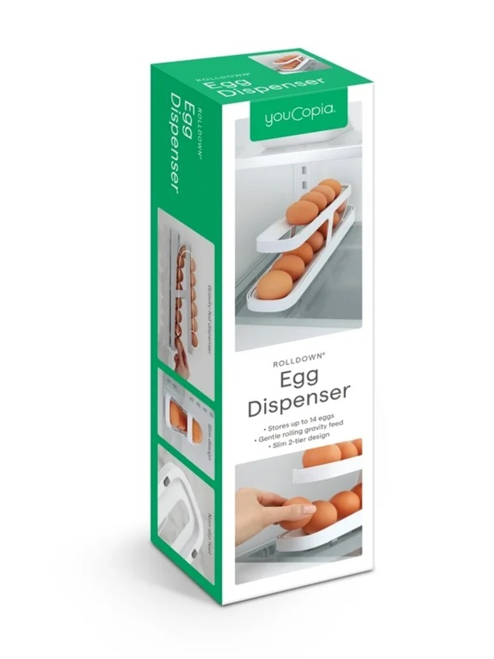 White Egg Dispenser - 2-Tier Refrigerator Egg Storage